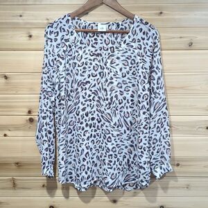 CAbi Blouse Womens Medium Multicolor #5337 Glamour Blouse Leopard Print